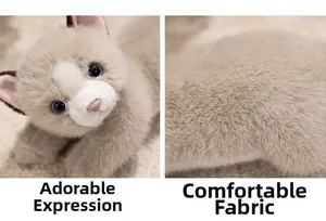 Detail of plush Persian cat with realistic blue eyes and soft long-fiber fabric texture