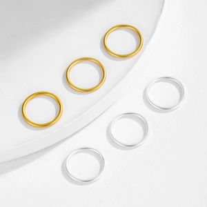 Minimalist s999 sterling silver matte sandblasted rings in gold and silver set