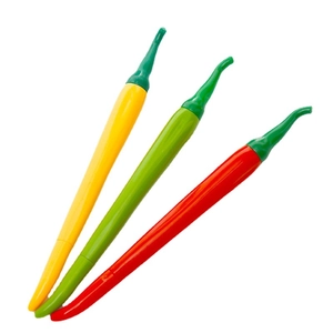 Three creative pepper-shaped neutral pens in red, green, and yellow colors