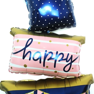 Kit de ballons gâteau à trois couches avec pois bleus et lettrage happy élégant