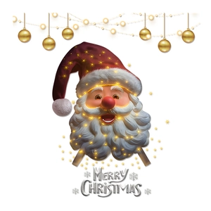 LED Santa Claus hanging decoration with warm lights and Merry Christmas metal sign
