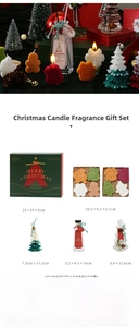 Detailed Christmas scented candle gift set with festive shapes and holiday packaging