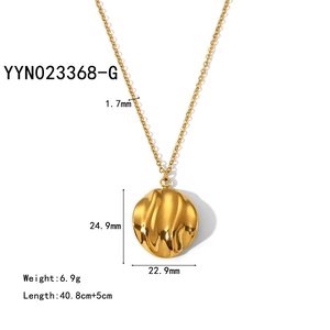 Spécifications techniques et dimensions du collier avec pendentif ondulé plaqué or 18 carats