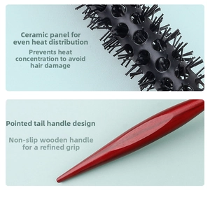 Détail du cylindre en céramique avec aérations et manche ergonomique en bois de brosse