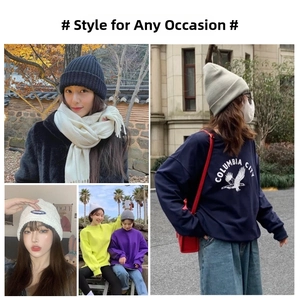 Collage of winter knit beanies, wool scarves, and stylish fleece sweatshirts in diverse colors