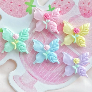 Pastel resin butterfly and rose charms in 5 colors for DIY craft and accessories