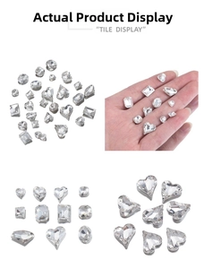 Macro detail of various irregular shaped sparkling clear rhinestones for nail art DIY