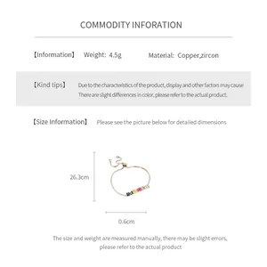Detail view of zircon bracelet dimensions showing 26.3cm length and 4.5g weight info