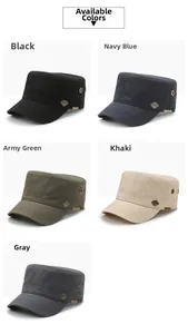 Flat top military caps collection in black, navy, army green, khaki and grey