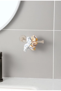 L-shaped acrylic glitter wall hook for hair tie and scrunchie storage in bathroom