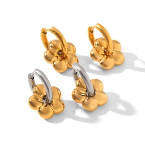 18k gold plated stainless steel floral stud earrings in gold and silver mix