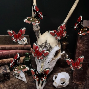 Gothic 3D double-layer skull rose butterfly wall stickers set for Halloween home decor