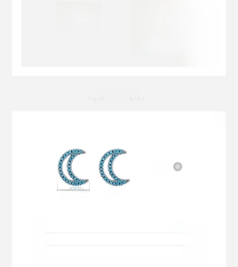 Detail view of 925 sterling silver moon stud earrings with inlaid turquoise stones
