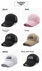 Six colors of outdoor sports baseball mesh caps with breathable back and mountain embroidery