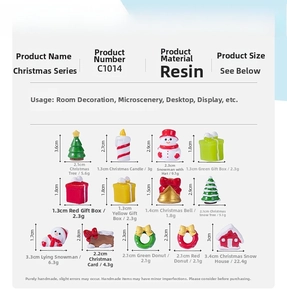 Lot de figurines de Noël miniatures en résine avec dimensions pour décor paysager DIY
