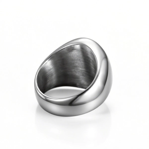 Bague dôme polie en acier inoxydable argenté au style punk minimaliste massif