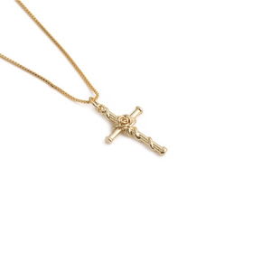 Vintage Kupfer-Rosenkreuz-Halskette mit Vergoldung und Boxkette für Damen
