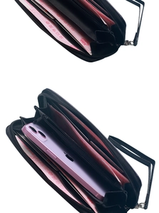 Interior view of vintage skull wallet showing card slots and large capacity compartments