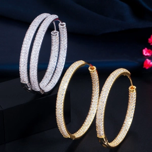 Hoop Earrings Copper Gold Plated AAA Zircon Full Pave Micro Setting Shiny Luxury Fashion Accessory For Women