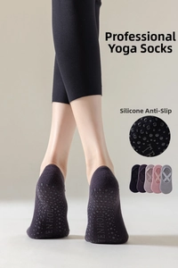 Calzini da yoga antiscivolo con punti in silicone e cinturini per il fitness e pilates.