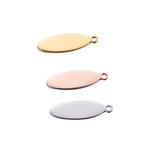 Oval stainless steel pendant tags in gold rose gold and silver for DIY jewelry crafts