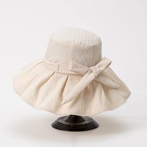 Women Bucket Hat Wide Brim Sun Protection UV Protection Polyester Cotton Foldable Elegant Bowknot Summer Beach Travel