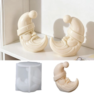 Christmas moon Santa Claus silicone mold for DIY scented candles and handmade soaps