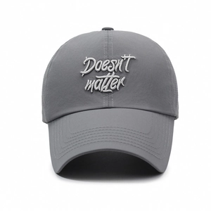Unisex grey breathable quick-dry baseball cap featuring Doesn't matter embroidery