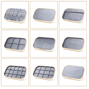 Jewelry Display Tray Metal Frame Velvet Lining Organizer For Rings Necklaces Pendants Earrings Professional Showcase