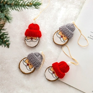 Weihnachten Weihnachtsmann Holz Hängedekoration Mit Strickmützen Baumschmuck Nordischer Stil Festliche Anhänger Für Partys