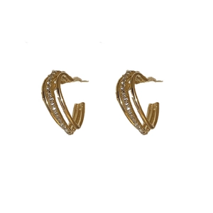 Chic triple-layer heart and star earrings with diamonds and 925 silver needles
