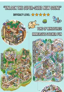 Detailed stickers featuring cute forest cottages and undersea themes for planners