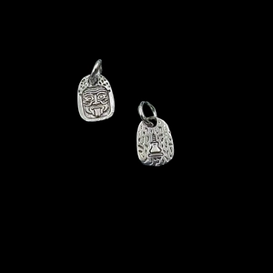 Detailed silver Tibetan charms featuring mask face and pagoda pendants for DIY jewelry
