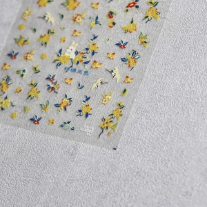 Exquisite rabbit and floral embroidery style nail art stickers with butterfly designs