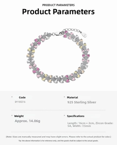 Detail of S925 sterling silver bracelet with butterfly links and colorful 5A cubic zirconia