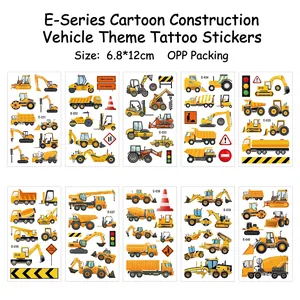 Cartoon construction vehicle temporary tattoo stickers for kids, 10 sheets set 6.8x12cm
