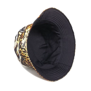 Fashionable leopard print bucket hat with wide brim for outdoor sun protection