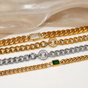 18K vergoldete Miami Cuban und flache Halsketten-Kollektion für Herren und Damen