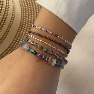 Multilayer Beaded Bracelet Bohemian Handmade Crystal Seed Bead Natural Stone Adjustable Woven Jewelry For Women