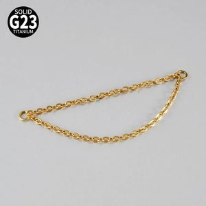 Detailed view of G23 titanium golden double layer nose chain link jewelry component