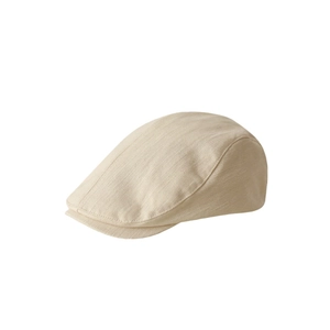 Classic beige flat cap in retro cotton fabric, perfect for a casual vintage look