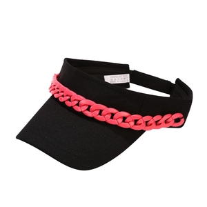 Visière noire de style nordique avec chaîne en acrylique rose et sangle réglable