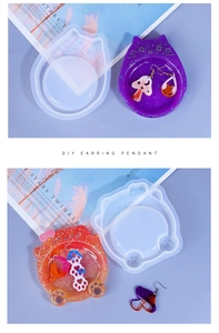 Detail view of cat-shaped silicone molds for DIY resin earrings and pendants