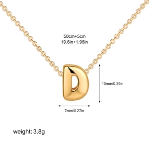 Detailed dimensions of gold letter D pendant necklace showing 50cm chain and 10mm size