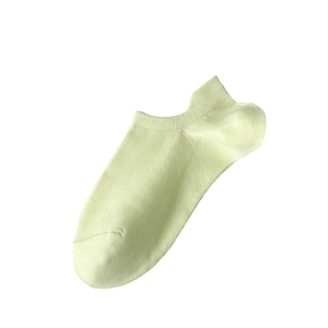 Pale green low cut candy color cotton socks for women with heel tab for slip resistance