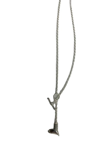 Minimalist S925 sterling silver heart necklace with toggle clasp on white background