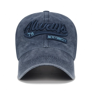 Vintage washed cotton baseball cap with Always 75 New York City 3D embroidery detail