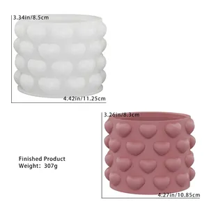 Detail view of heart embossed silicone mold with precise dimensions and weight specs