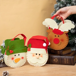 Christmas Gift Bags Felt Cartoon Santa Reindeer Snowman Handle Pouch Holiday Candy Packaging Party Favor Decoration
