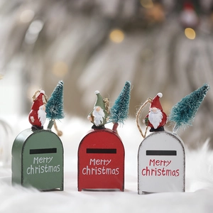 Christmas Mini Mailbox Hanging Ornaments Iron Letters For Santa With Gnome Miniature Tree Vintage Holiday Home Decor